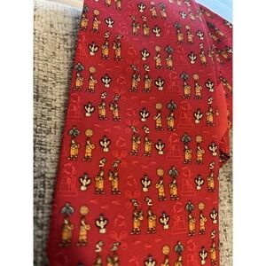 Pineda Covalin Teomamaque 100% Silk Tie Red Mexican Aztec Mayan Art Mexico Red